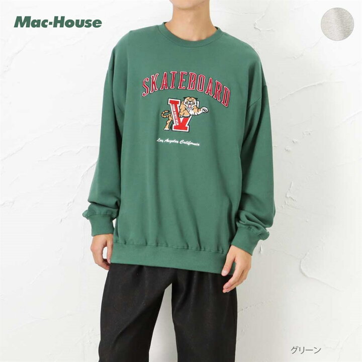 楽天市場 あす楽 トレーナー スウェット メンズ 綿100 裏毛 トップス 刺繍 カレッジロゴ 長袖 プルオーバー Mac House楽天市場店