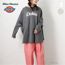 [全品対象★最大20％OFFクーポン4/23まで]ディッキーズ Dickies 長袖Tシャツ ロンT レディース 綿100% トップス ラウンドヘム プリント ブランドロゴ ビッグシルエット クルーネック カットソー