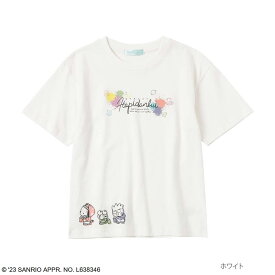 [25日限定P2倍★全品最大20％OFFクーポン]サンリオキャラクターズ はぴだんぶい 半袖Tシャツ 綿100% コットン キッズ 子供服 女の子 ガールズ トップス プリント ロゴ キャラクター カラフル クルーネック カットソー