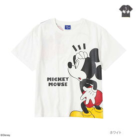 [2点以上10％OFFクーポン4/30 10時まで]ディズニー Disney ミッキーマウス / 半袖Tシャツ 綿混 キッズ 子供服 男の子 ボーイズ トップス プリント 蓄光 ロゴ キャラクター クルーネック カットソー