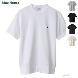 [先着99名様！20時～4H限定全品10％OFF]チャンピオン Champion 半袖Tシャツ 裏毛 メンズ USAコットン リブネック 袖口リブ トップス ブランドロゴ 刺繍 ワンポイント クルーネック カットソー