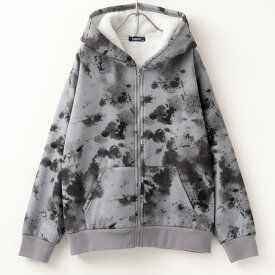 温℃ 裏ボア総柄ジップアップパーカー スウェット ジップパーカー 裏ボア キッズ 子供服 男の子 ボーイズ トップス あたたかい 保温 ポケット カモフラ 総柄 フードパーカー [選べる福袋対象]