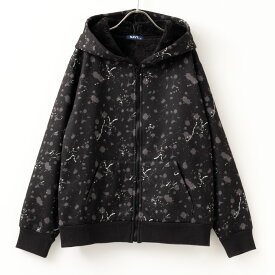 温℃ 裏ボア総柄ジップアップパーカー スウェット ジップパーカー 裏ボア キッズ 子供服 男の子 ボーイズ トップス あたたかい 保温 ポケット カモフラ 総柄 フードパーカー [選べる福袋対象]