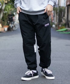 [4日間限定☆特別価格][今だけクーポン割]イージーパンツ ナイロンパンツ シャカシャカパンツ メンズ 裏メッシュ ロゴ 刺繍 プリント ボトムス ウエストゴム 内紐 ロングパンツ