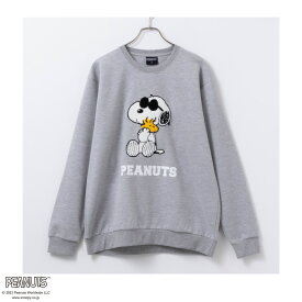 [特別価格★更に最大15％OFFクーポン]ピーナッツ スヌーピー PEANUTS SNOOPY トレーナー スウェット メンズ ポンチ素材 サガラ刺繍 トップス クルーネック ゆったり プルオーバー