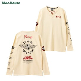 [0のつく日は全品5％OFFクーポン]ノートン Norton 長袖Tシャツ ロンT メンズ サーマル素材 ワッフル生地 トップス キーネック 刺繍 カットソー