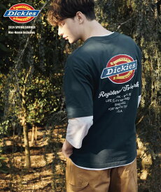 ディッキーズ Dickies 半袖Tシャツ メンズ 綿100％ コットン サイドスリット トップス ロゴ刺繍 バックプリント クルーネック カットソー