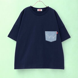 [先着99名様！20時～4H限定全品10％OFF]エドウィン EDWIN 半袖Tシャツ 綿100％ コットン キッズ 子供服 男の子 女の子 ボーイズ ガールズ トップス バック刺繍 胸ポケット クルーネック カットソー