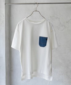 [25日限定P2倍★全品最大20％OFFクーポン]シーセブンティーン C17 半袖Tシャツ レディース 綿100％ コットン ゆったり トップス サイドスリット 前後差ヘム 胸ポケット クルーネック カットソー