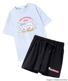 ちいかわ パジャマ ルームウェア 上下セット 子供服 女の子 キッズ ガールズ 部屋着 半袖Tシャツ ショートパンツ ウエストゴム 紐 キャラクター ハチワレ プリント セットアイテム [選べる福袋対象]