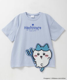 [特別価格★更に最大600円OFFクーポン]ちいかわ ハチワレ Tシャツ 子供服 女の子 キッズ 半袖 綿混 ガールズ トップス キャラクター ハチワレ アップリケ プリント かわいい クルーネック カットソー