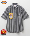 [特別価格★更に最大15％OFFクーポン]ディッキーズ Dickies シャツ メンズ 半袖 綿混 カジュアルシャツ ワークシャツ 胸ポケット トップス ストライプ リングドットボタン レギュラーカラー ユニセックス レディース