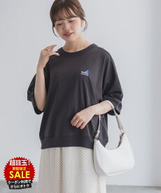[特別価格][更にクーポンで割引]コンバース CONVERSE Tシャツ レディース 半袖 5分袖 綿混 大きめ ゆったり トップス シューズモチーフ ロゴ 刺繍 白 黒 クルーネック カットソー