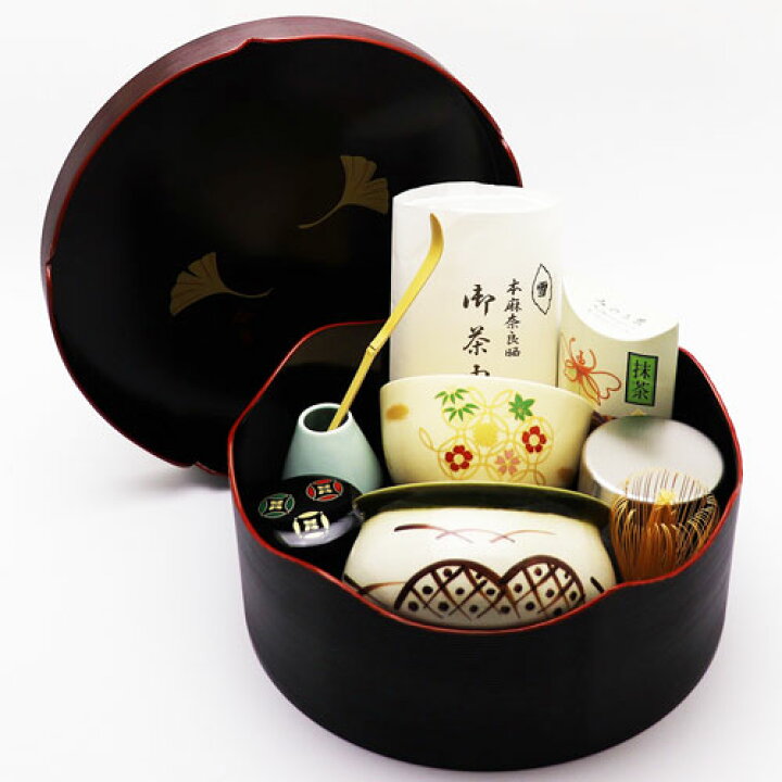 楽天市場】千歳盆 茶櫃 10点セット 花七宝 茶筅 くせ直し 茶杓 茶巾 