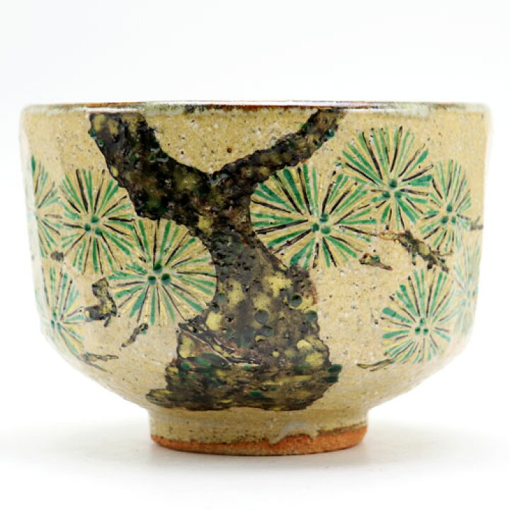 楽天市場】】抹茶茶碗 唐松絵 中村良二作 通年物 木箱入り 茶道具 