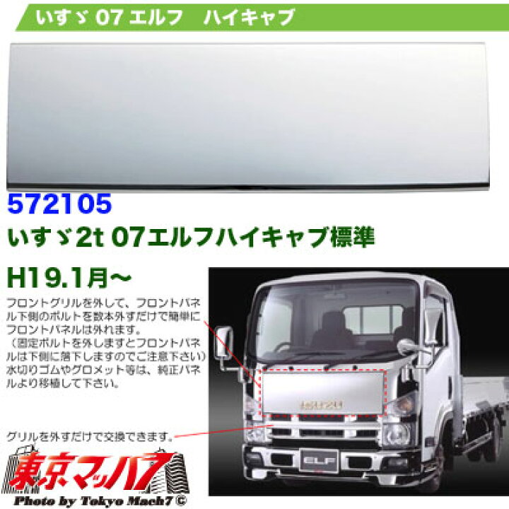 楽天市場】572105 トラック用品 メッキ フロントパネル いすゞ07エルフ 