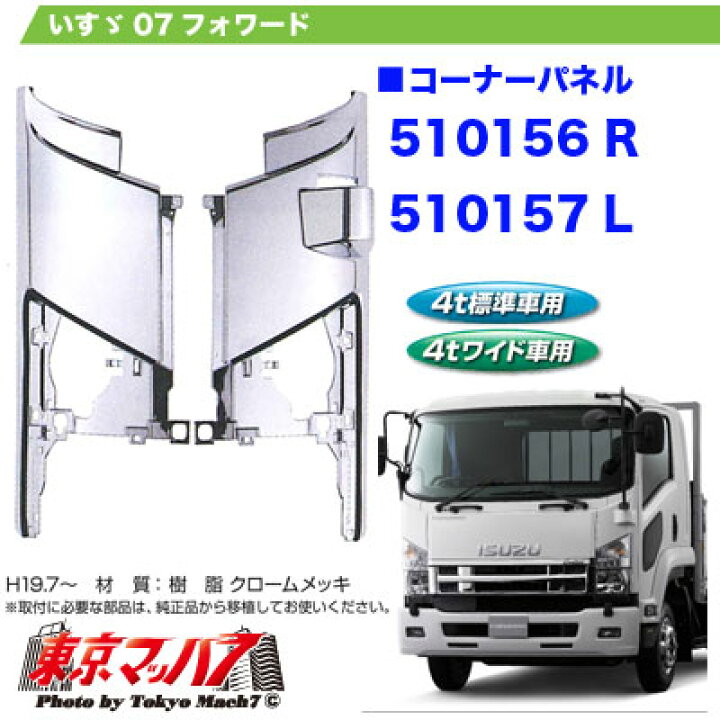 楽天市場】510156_7 メッキ コーナーパネルセット いすゞ07フォワード  