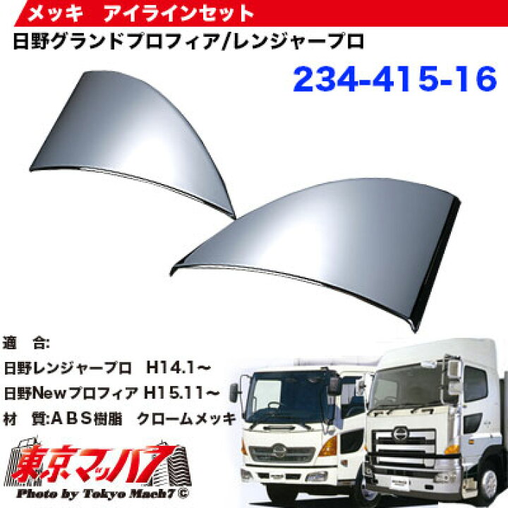 楽天市場】234-415-16 トラック用品 メッキ アイライン セット Aタイプ 