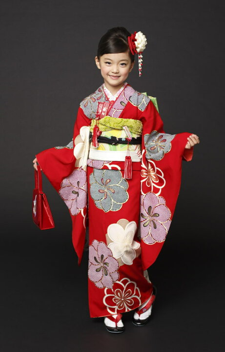 楽天市場】七五三 着物セット 女の子 7歳 紅一点 疋田捻梅(赤色/SP-7  