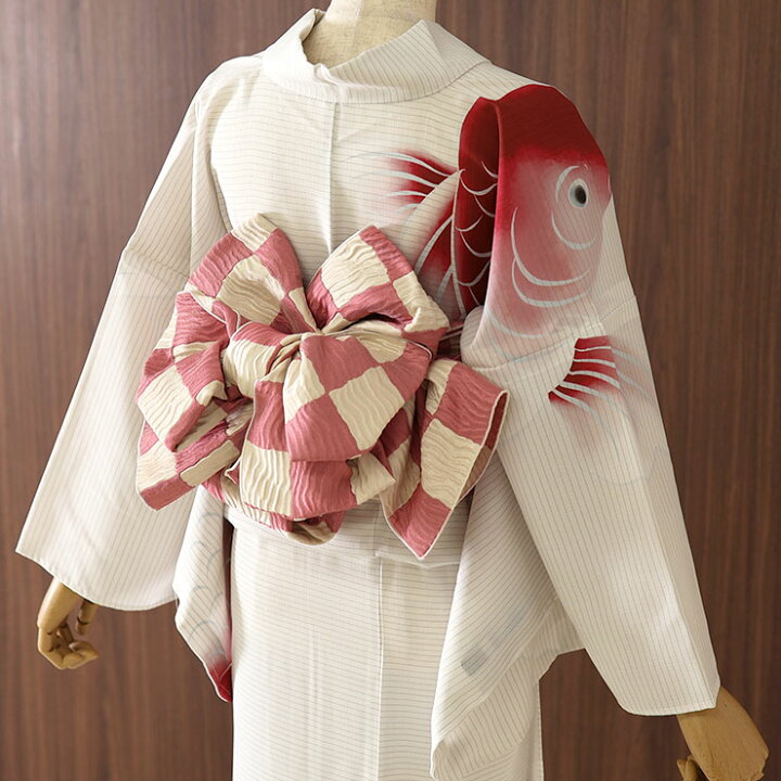 楽天市場】[ 洗える 浴衣 ] 絵羽金魚（ベージュ/108-337-162-05  