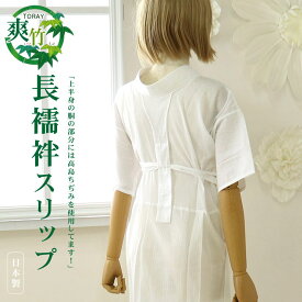 ＼最大2000円クーポン／「東レ爽竹」長襦袢スリップ（半襦袢）S/M/L/LL - うそつきスリップ 夏長襦袢 ワンピース 洗える肌着(婦人用) 高島ちぢみ 竹繊維 白絽半衿・えもん抜き付き 和装下着 うそつき襦袢 速乾性 シボ感 夏着物 浴衣 単衣着物【ネコポス】(hs005)