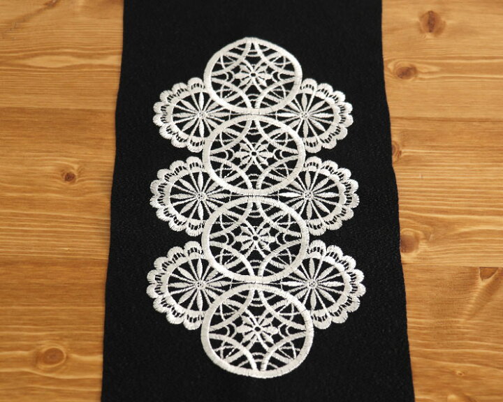 楽天市場】[繊細なレース] 刺繍半衿 サークルレース 小 (黒) 刺繍 丸 