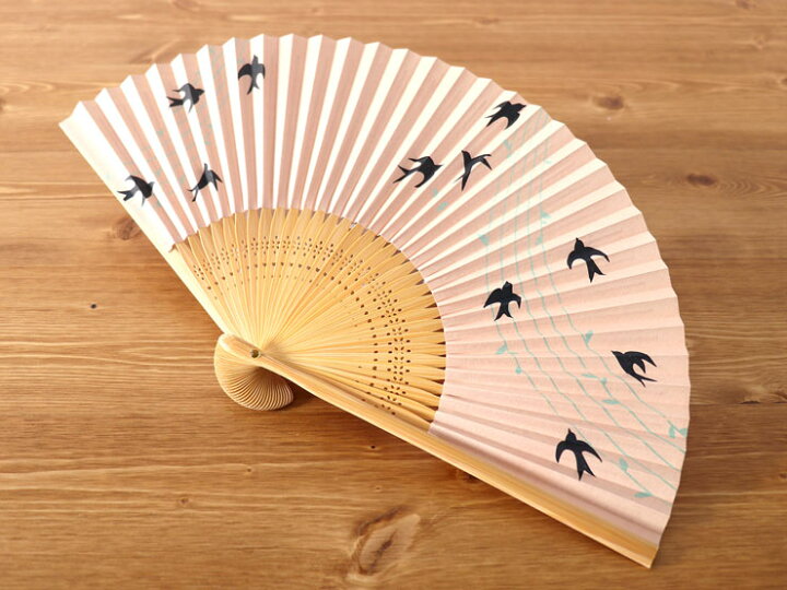 楽天市場】【扇子単品】 街着屋ノ紙扇子 - ツバメ（ピンク/431）- 鳥  