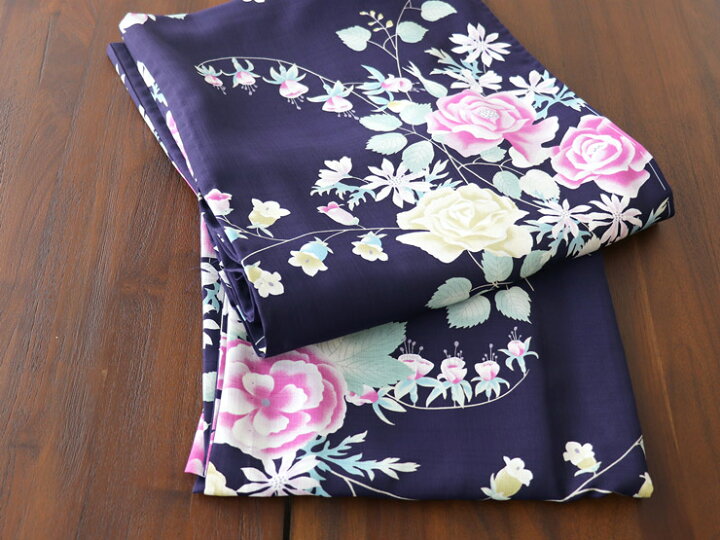 楽天市場】[ 洗える 浴衣 ] バラと芙蓉（濃コン/108-337-029-79  
