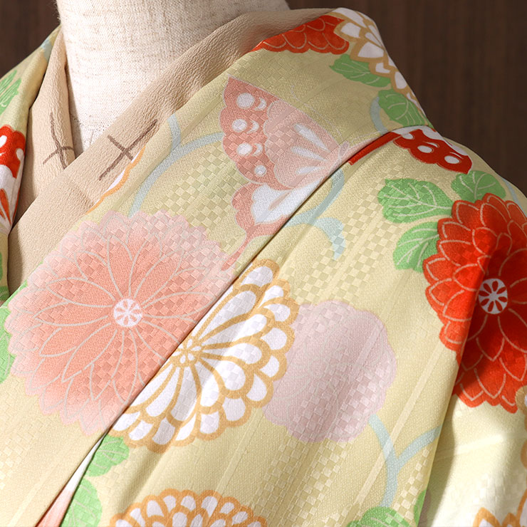 楽天市場】洗える 着物 お仕立て上がり 小紋 着物 日本製 袷 菊唐草 