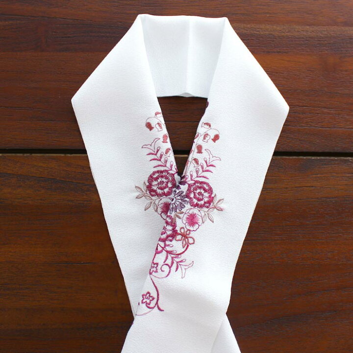 楽天市場】[ 日本製 ] 刺繍半衿 花唐草(白地×ワイン) 半襟 半衿 訪問着 