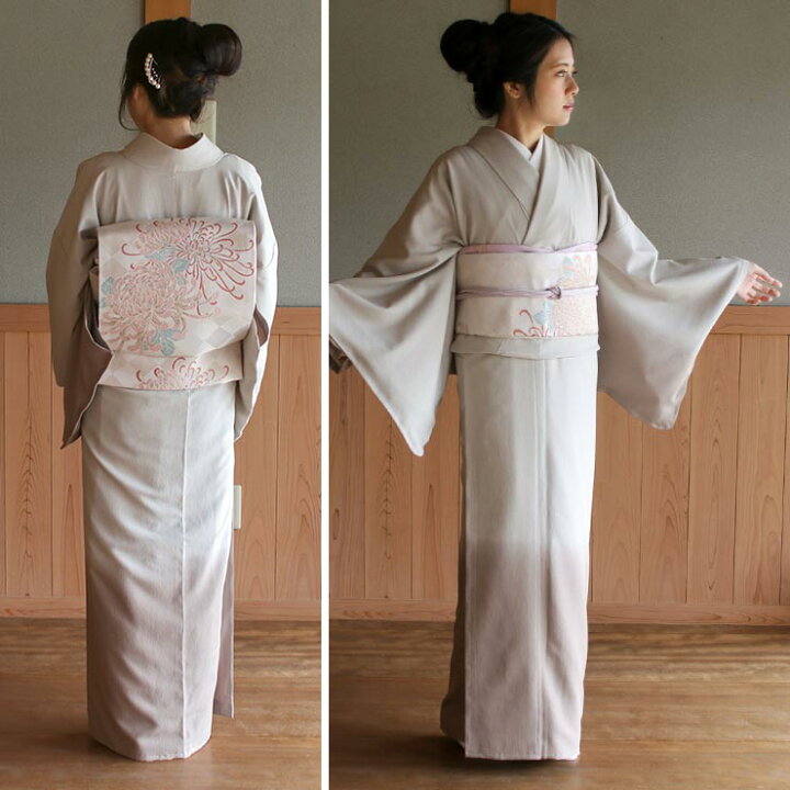 楽天市場】[ 創作色無地 ] 洗える 裾ぼかし 色無地 袷 (茶色) 仕立て  