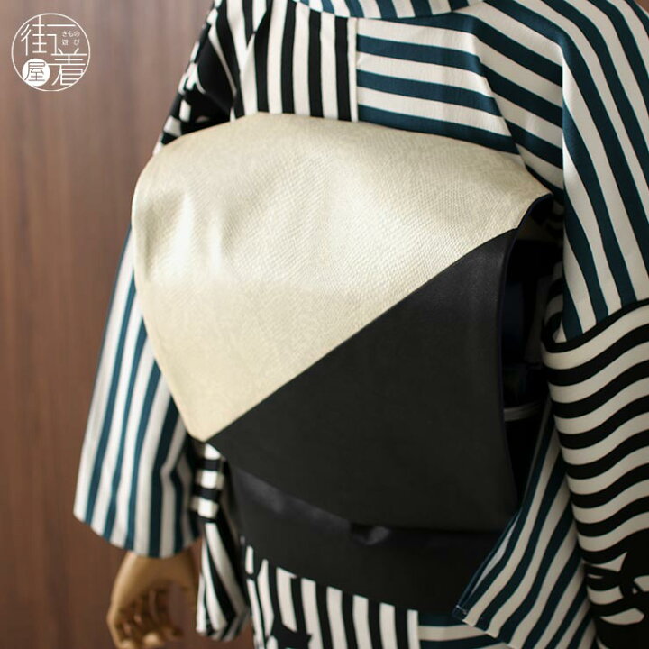 楽天市場】[ 日本製 ] 一重太鼓袋帯 斜めパイソン (クロ×オフ白/109  