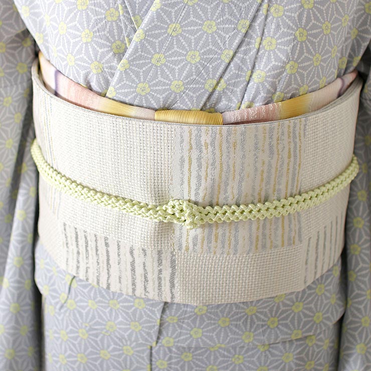 楽天市場】[ 単衣 用 ] 洗える 京袋名古屋帯 絣市松 (オフ白) 日本製 