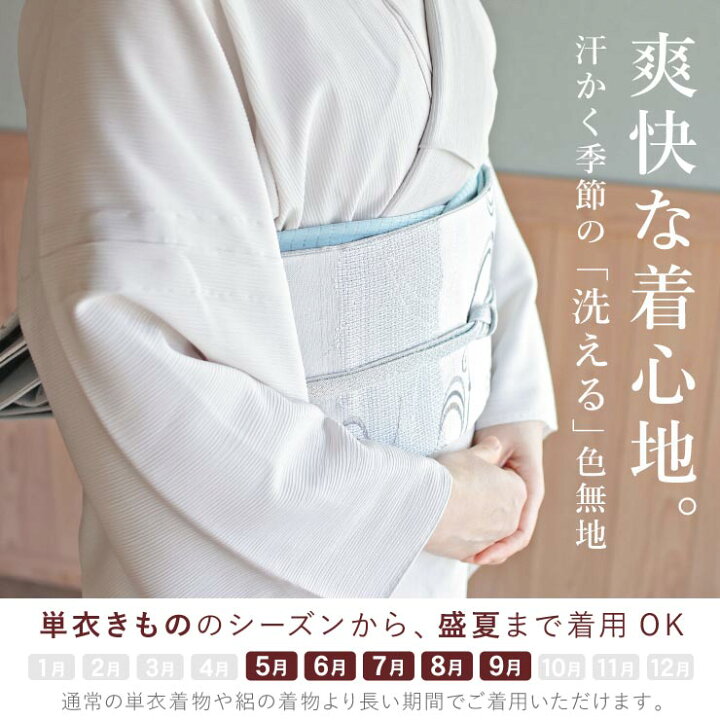 楽天市場】[人気商品] 着物 単衣 色無地 楊柳セオα 白練色 M L 洗える 