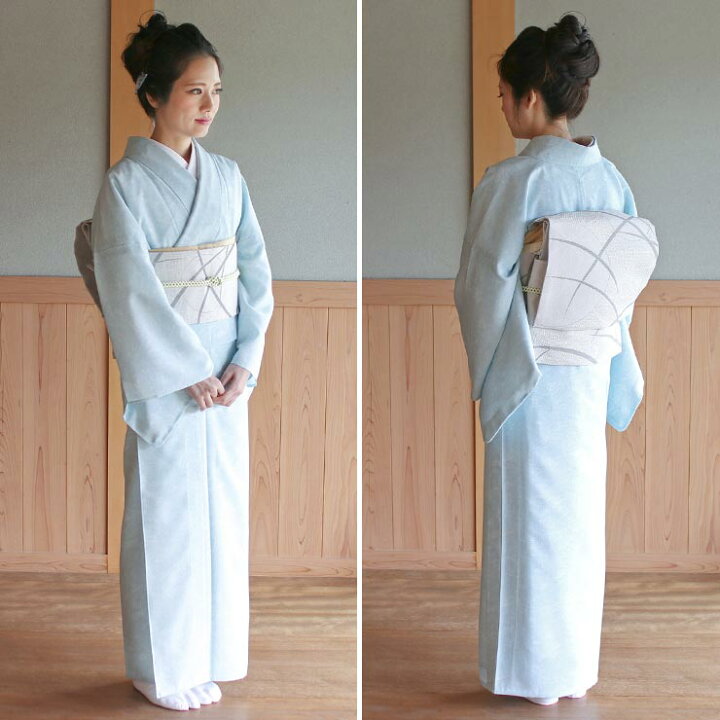 楽天市場】[洗える 夏着物] 着物 単衣 墨流し(白藍) ライト ブルー  