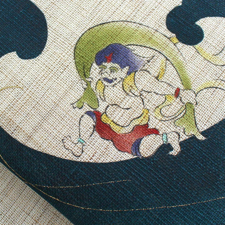 楽天市場】[本麻] 夏名古屋帯 風神雷神 (麻/深緑) 麻 リネン 京袋帯 
