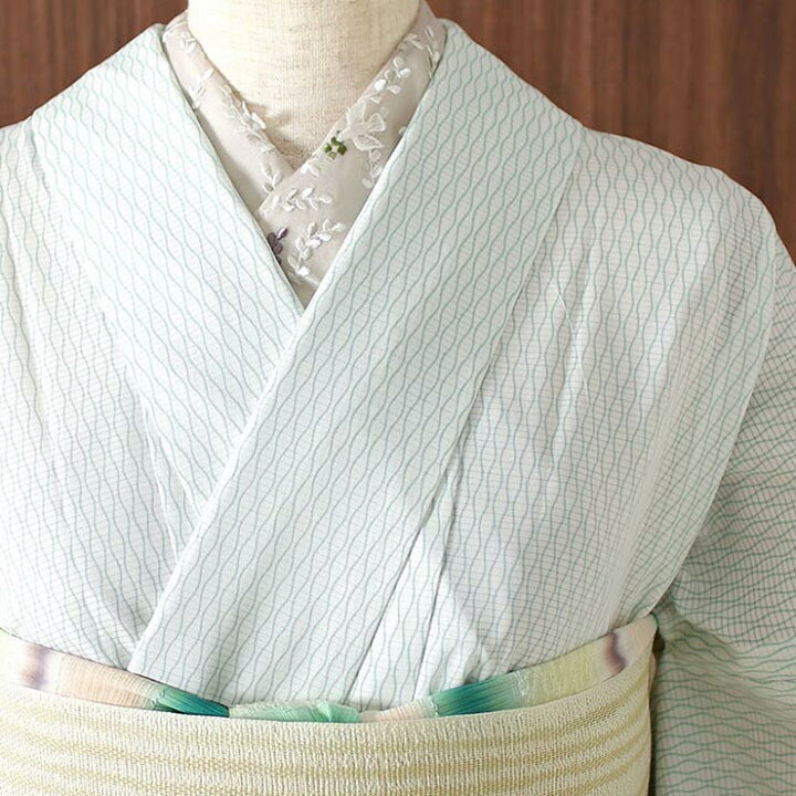 楽天市場】再入荷！[ 夏きもの ] 洗える 夏着物 絽 江戸小紋 立涌 青磁 