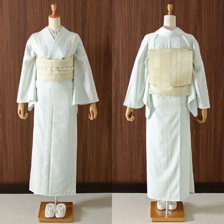 楽天市場】[ 夏きもの ] 洗える 夏着物 絽 江戸小紋 立涌 青磁色 M L 