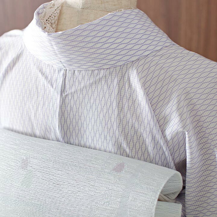 楽天市場】[ 夏きもの ] 洗える 夏着物 絽 江戸小紋 立涌 白藤色 M L  