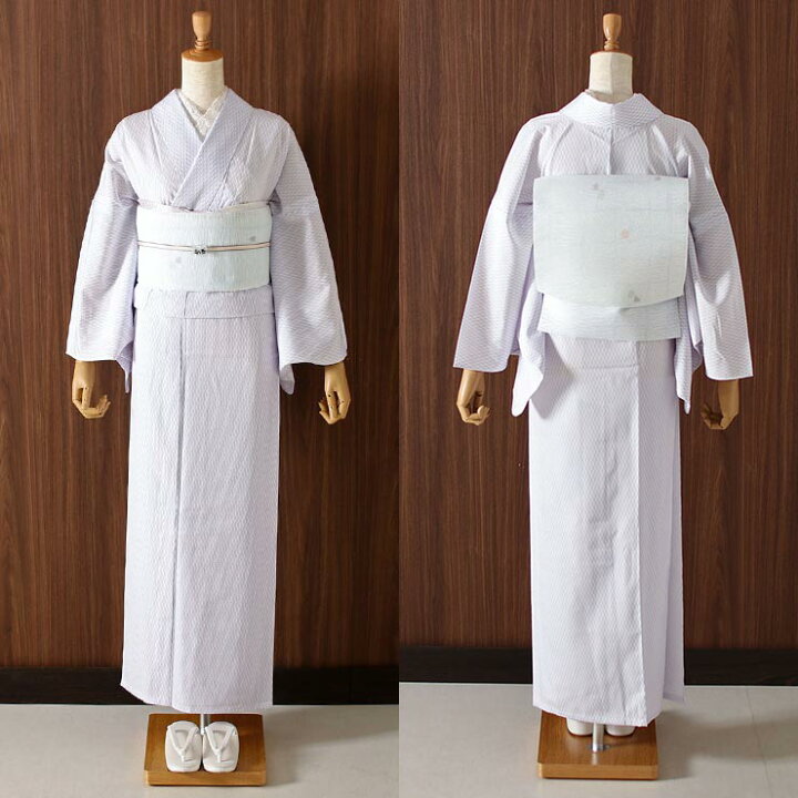 楽天市場】[ 夏きもの ] 洗える 夏着物 絽 江戸小紋 立涌 白藤色 M L  