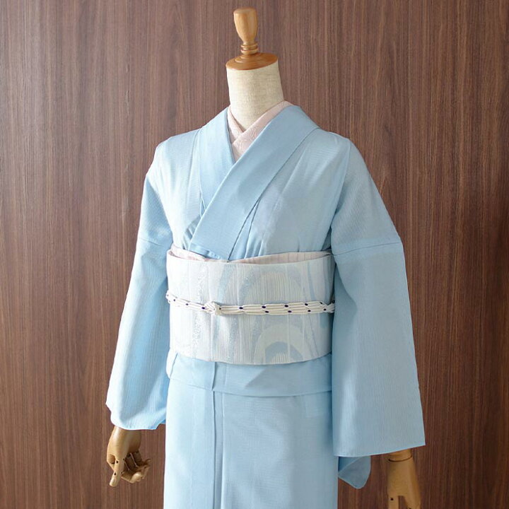 楽天市場】[ 夏きもの ] 洗える 夏着物 絽 江戸小紋 毛万筋 空色 M L 