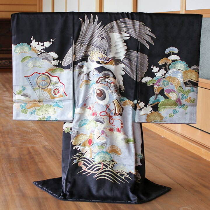 楽天市場 正絹 お宮参り 男の子 初着 産着 鷹と小槌に富士 黒色 のしめ 一つ身 松 打ち出の小槌 富士山 御祝着 掛け着 ベビー 赤ちゃん 扇 軍配 梅 楓 波 男 ブラック 子供 男の子 男児 新生児 ラッピング対応 Fu4 街着屋 きもの遊び