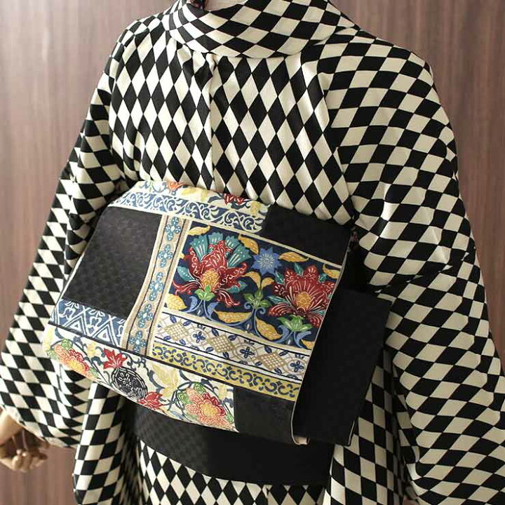 楽天市場】[正絹 名古屋帯] 召しませ花 一重太鼓 京袋帯 浪漫更紗 