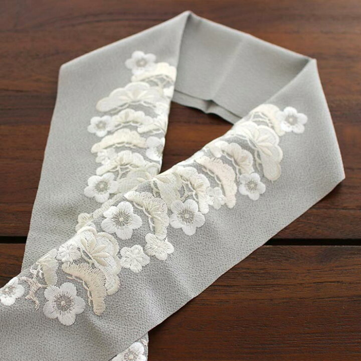 楽天市場】＼2点で3％OFFクーポン／[ 日本製 ] 刺繍半衿 松梅 (グレー 
