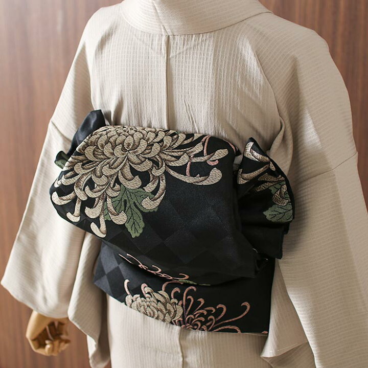 新品！振袖 袋帯 黒地に乱菊｜袋帯