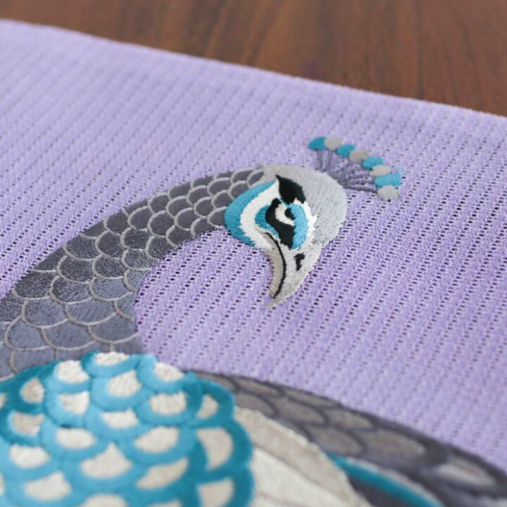 楽天市場】[豪華な刺繍！] 絽 細帯 半巾帯 孔雀刺繍 フジイロ 108-302 
