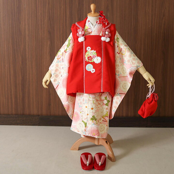 楽天市場】[再入荷] 七五三 被布セット3歳 牡丹に花薬玉（ピンク/被布 