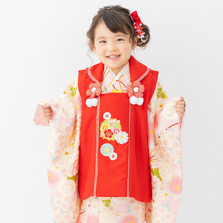 楽天市場】[再入荷] 七五三 被布セット3歳 牡丹に花薬玉（ピンク/被布 