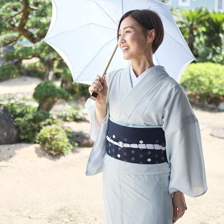 楽天市場】再入荷！[ 夏きもの ] 洗える 夏着物 絽 色無地 白藍色 M L 