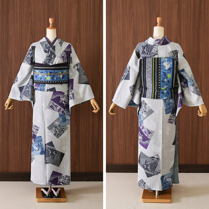 新品/小粋な芸者柄/洗える高級着物/着物に合う伊達襟つきsale中